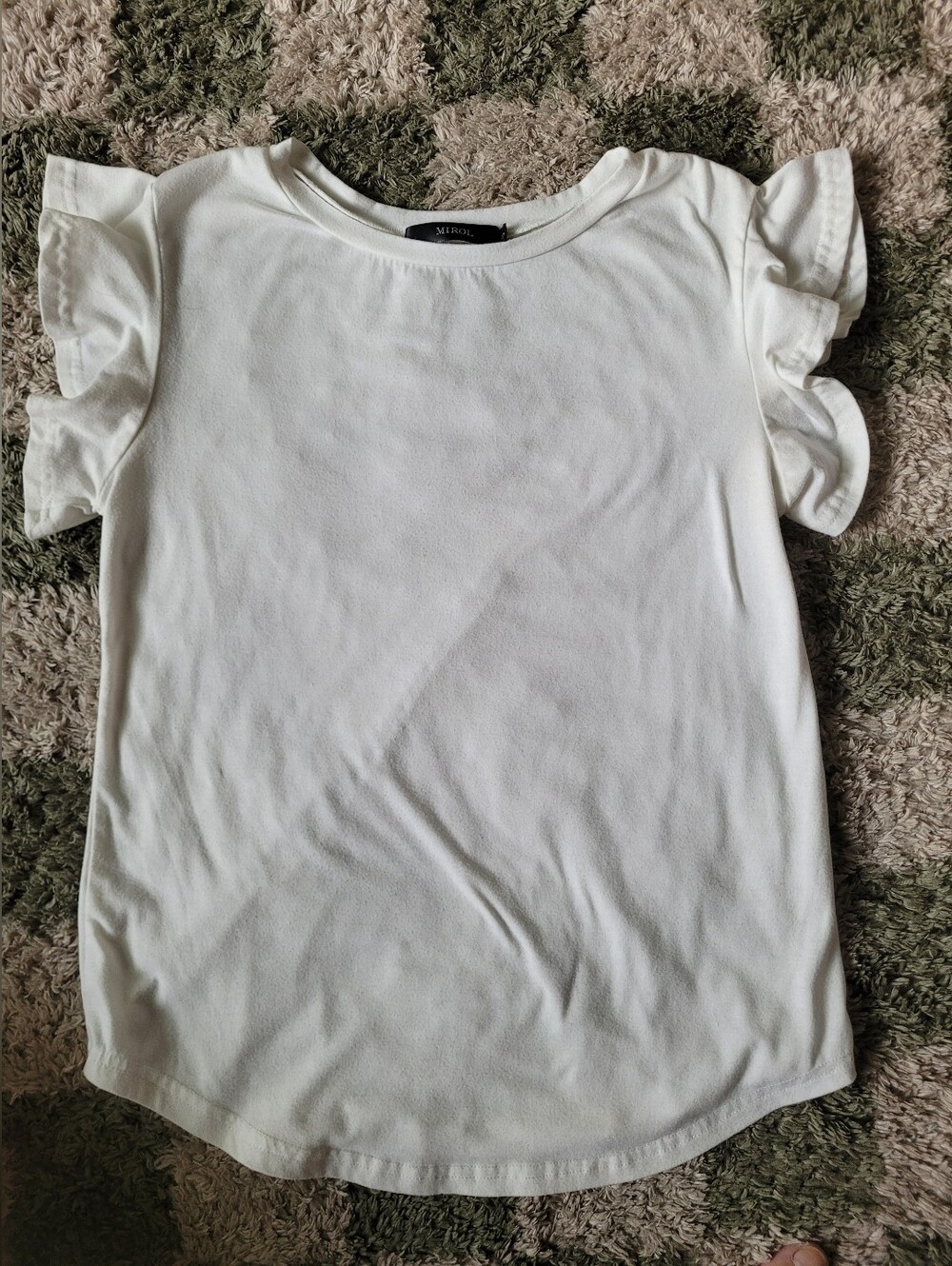 Merona White Ruffle Sleeve Crewneck Top